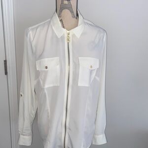 Michael Kors Ivory top size 4 with gold details